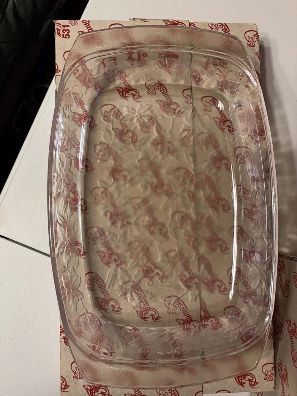 Princess House Crystal Lasagna Dish 1 Qt White/Red MPN 531 France - Picture 2 of 7